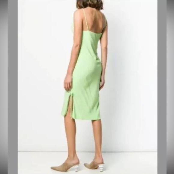 Staud convertible ruched mini neon green dress - Picture 3 of 6